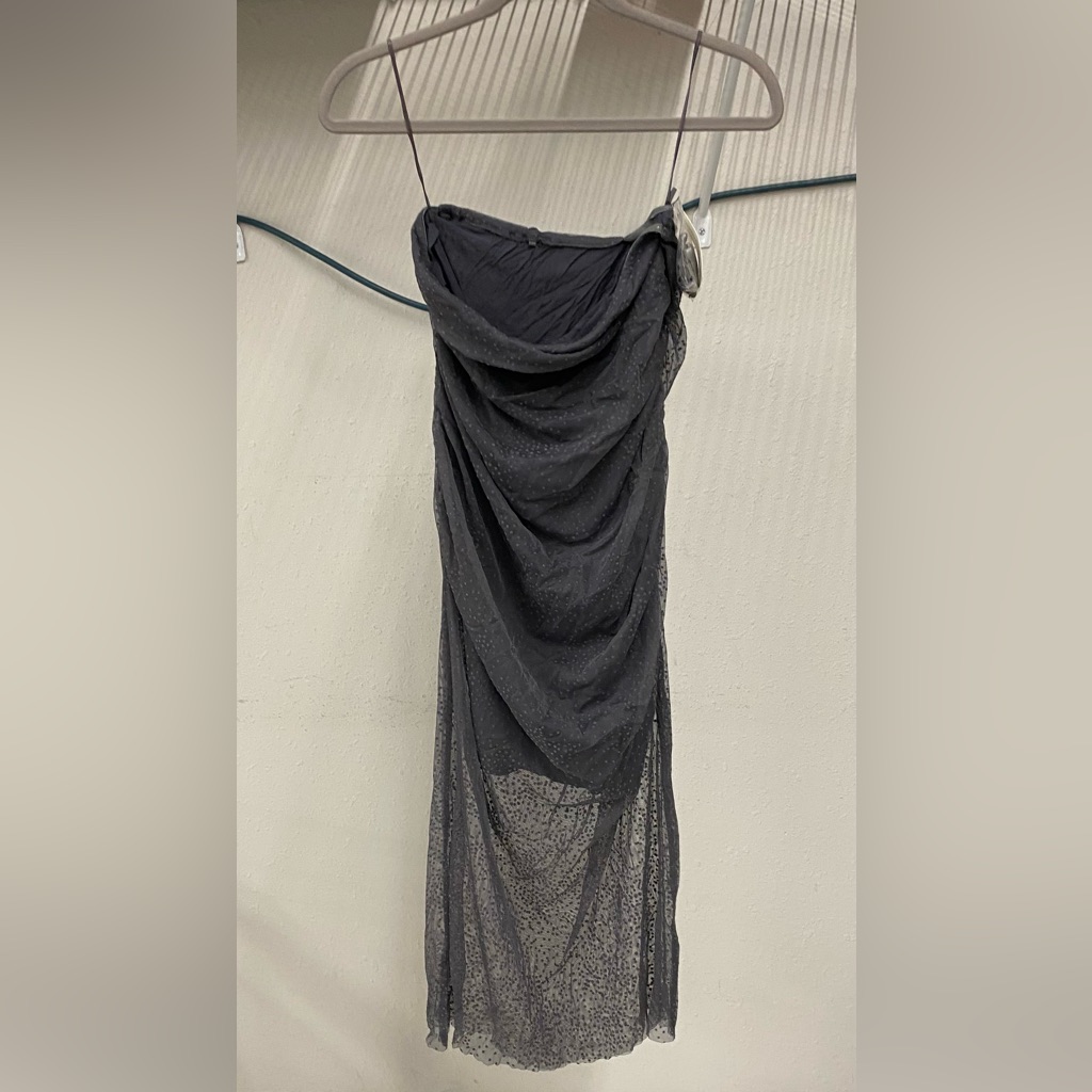 Anthropology Strapless Grey Midi Dress - S